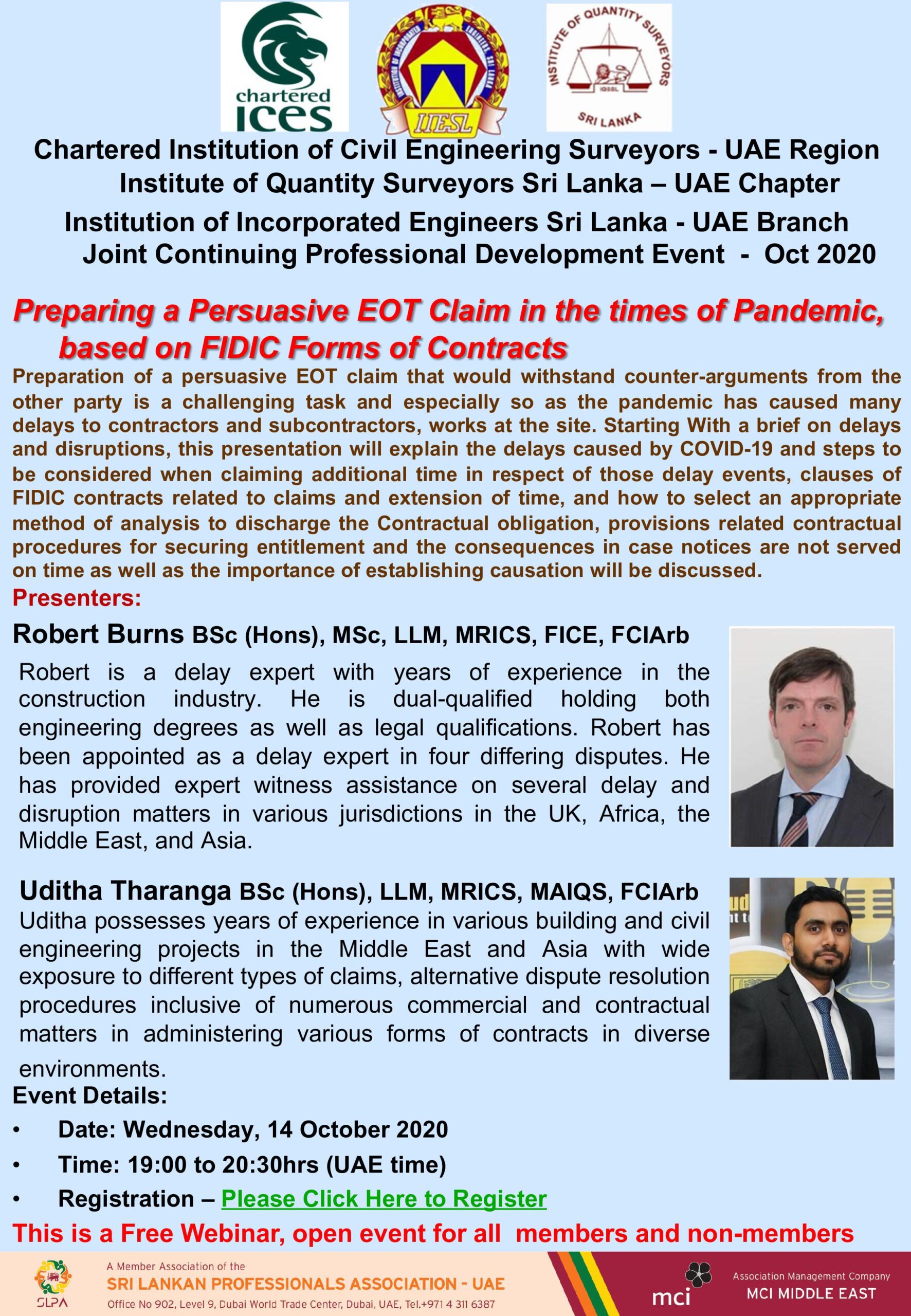 Preparing a Persuasive EOT Claim in the times of Pandemic, based on FIDIC Forms of Contracts Preparing a Persuasive EOT Claim in the times of Pandemic, based on FIDIC Forms of Contracts